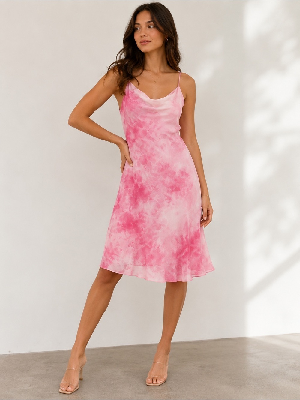 sage Cowlneck pink slip dress 8